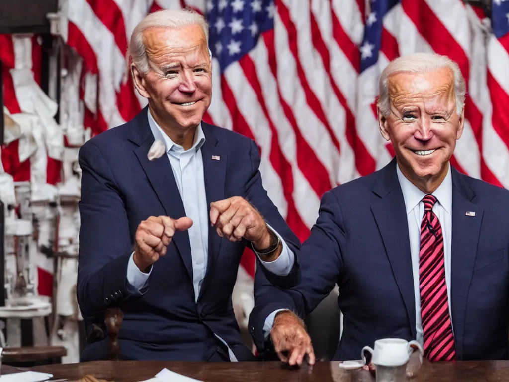 Prompt: Joe Biden attending a secret socialist meeting, highly detailed, 4k