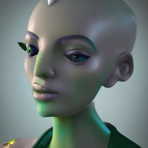 Prompt: jade starr close up, sitting in front of ipad, octane render,