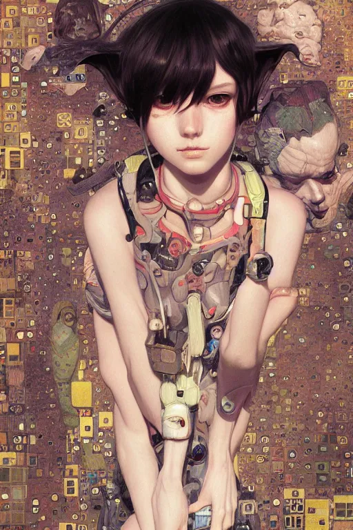 Image similar to portrait of beautiful young goblin, cyberpunk, Warhammer, highly detailed, artstation, illustration, art by Gustav Klimt and Range Murata and Ilya Kuvshinov and Sakimichan