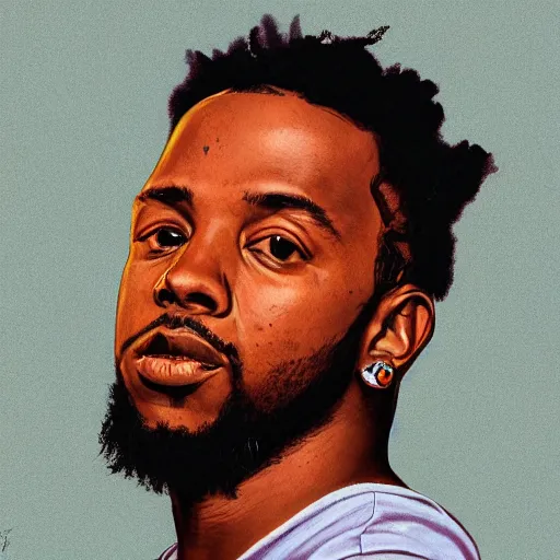 Image similar to a portrait of Kendrick Lamar by Thomas Cian