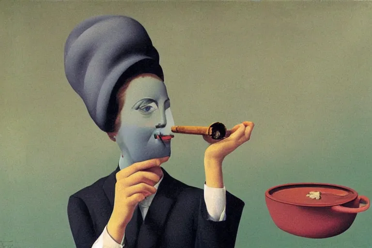 Prompt: a lit joint lying in an ashtray, slow, smoke in the shape of a woman's face, surreal, magritte