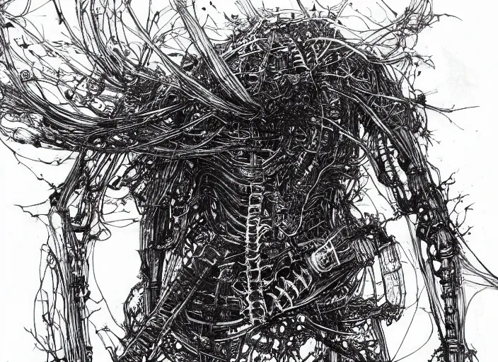 Image similar to light at the end of the tunnel by tsutomu nihei, inked, minute details, desolation, hyper realistic, cosmic horror, biomechanical, beautiful