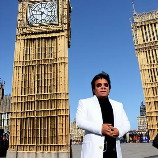 Prompt: juan gabriel visiting big ben