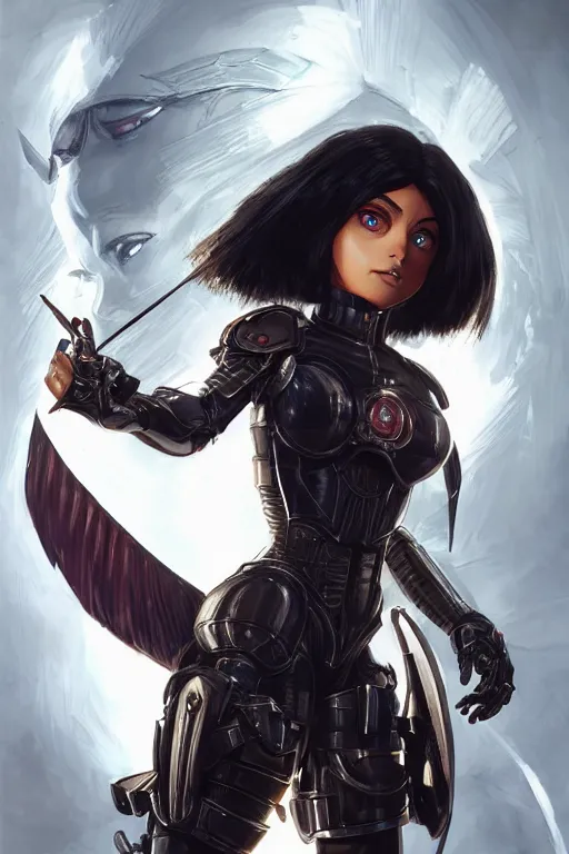 Image similar to battle angel alita, d & d, fantasy, portrait, highly detailed, headshot, digital painting, trending on artstation, concept art, sharp focus, illustration, art by artgerm and greg rutkowski and magali villeneuve