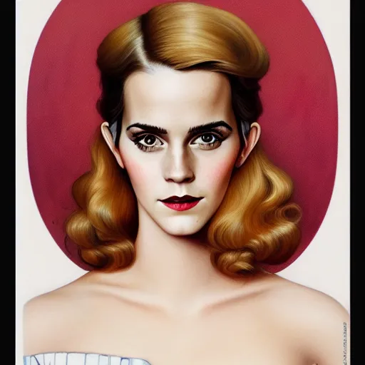 Image similar to a streamline moderne portrait of emma watson in the style of anna dittmann and donato giancola and charles dulac.