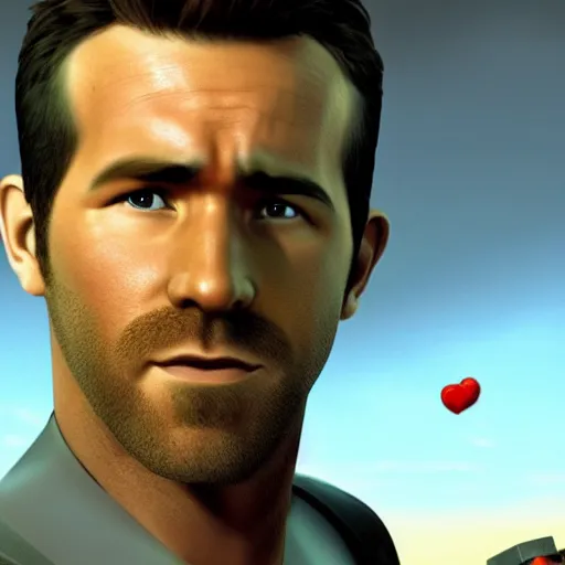 Prompt: Film still of Ryan Reynolds, from Team Fortress 2 (2007 video game)