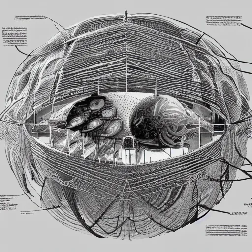 Prompt: anatomical drawing diagram of a dyson sphere, isaac aasimov, kim jung gi