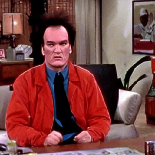 Prompt: quentin tarantino in the tv show seinfeld