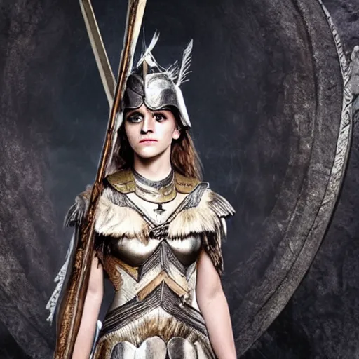 Image similar to photo of emma watson as a valkyrie warrior