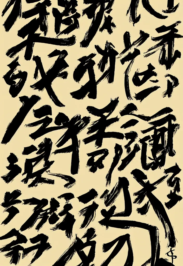 Image similar to graphic poster, japanese design, brushstrokes, typography