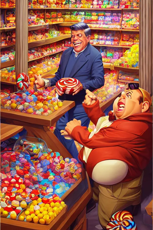 Prompt: jerry lewis in a candy store, by andreas rocha