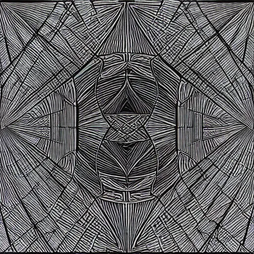 Image similar to iterated centroid triangles, barycentric subdivision, sierpinski gasket, pencil line art inspired by karol bak and dan mumford, 8 k, uhd, vray, octanerender