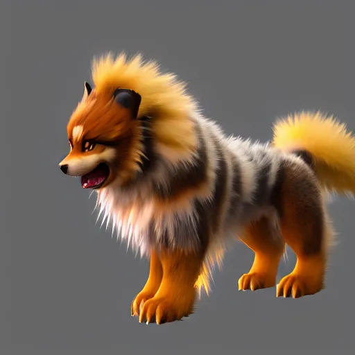 Image similar to photography of a realistic arcanine animal, ultra detailed, 8 k, cinematic lighting, natural background, trending on artstation, pokemon