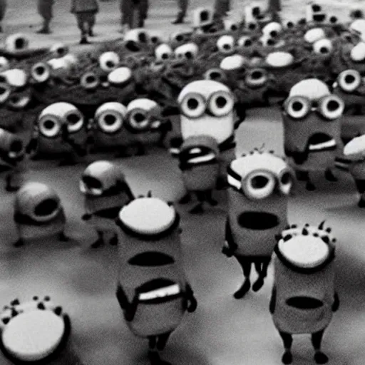 Image similar to a lost footage of minions in ww 2