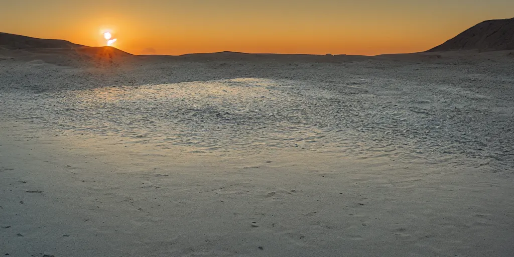 Image similar to the night sun illuminates the shores of the sea desert