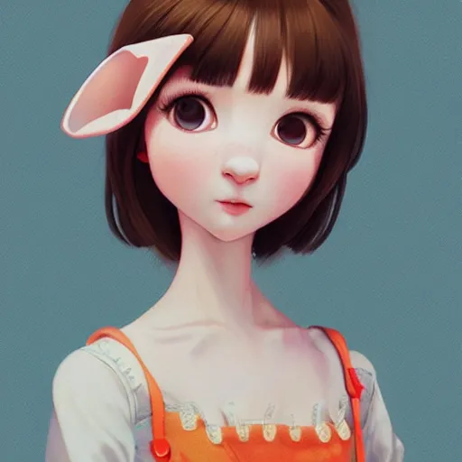 Prompt: little bunny anthropomorphic girl in pajama. digital artwork made by ilya kuvshinov, inspired by zootopia and balthus, highly detailed, realistic,