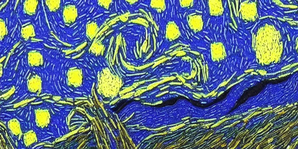 Prompt: artwork made using pills to look like Van Gogh starry night