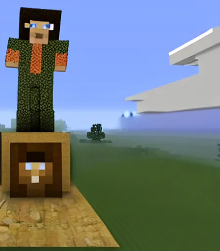 Prompt: minecraft version of Statue of David by Davinci