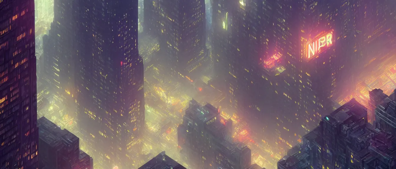 Image similar to isometric blade runner new york, unreal engine, fantasy art by greg, loish, rhads, ferdinand knab, makoto shinkai, lois van baarle, ilya kuvshinov, rossdraws, tom bagshaw, global illumination, radiant light, highly detailed intricate environment, onstudio ghibli, octane render, 8 k