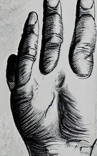 Image similar to drawing hand by leonard da vinci