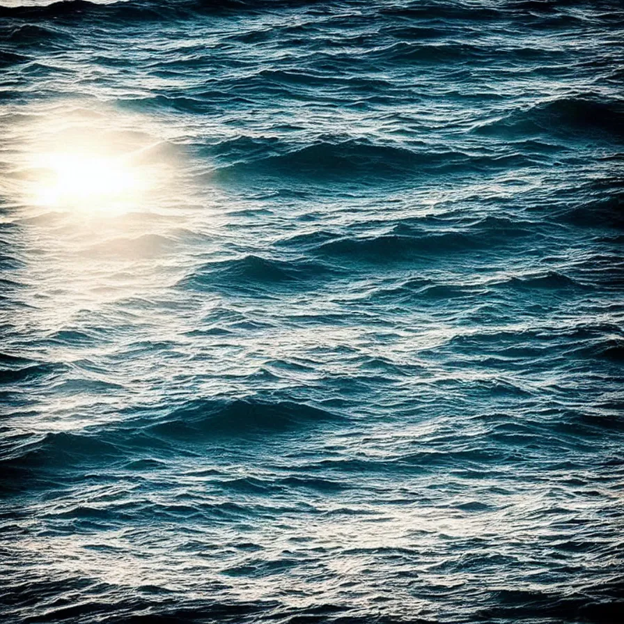 Prompt: “chrome light rays sun flair ocean waves”