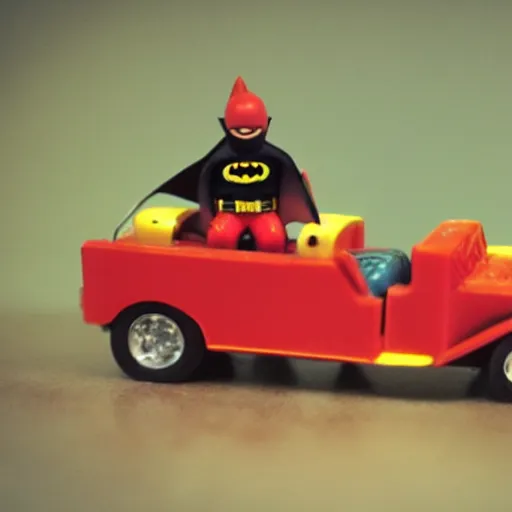 Prompt: batman in a firetruck, 35mm, realistic, dreamy