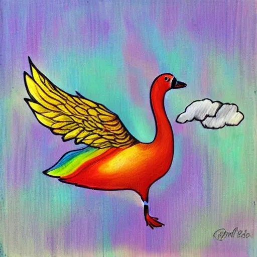 Prompt: rainbow goose