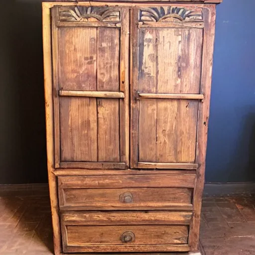 Image similar to old wooden Wardrobe with drawers in mexican style