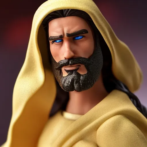 Image similar to jesus christ action figure made by mattel, studio photography