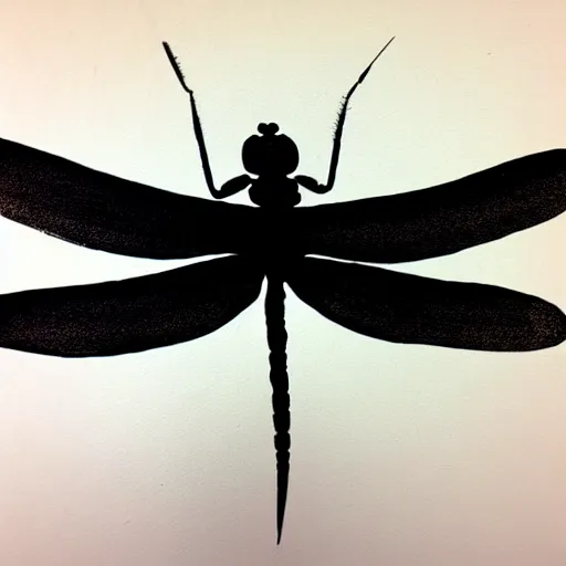 Image similar to zen dragonfly, calligraphy ink