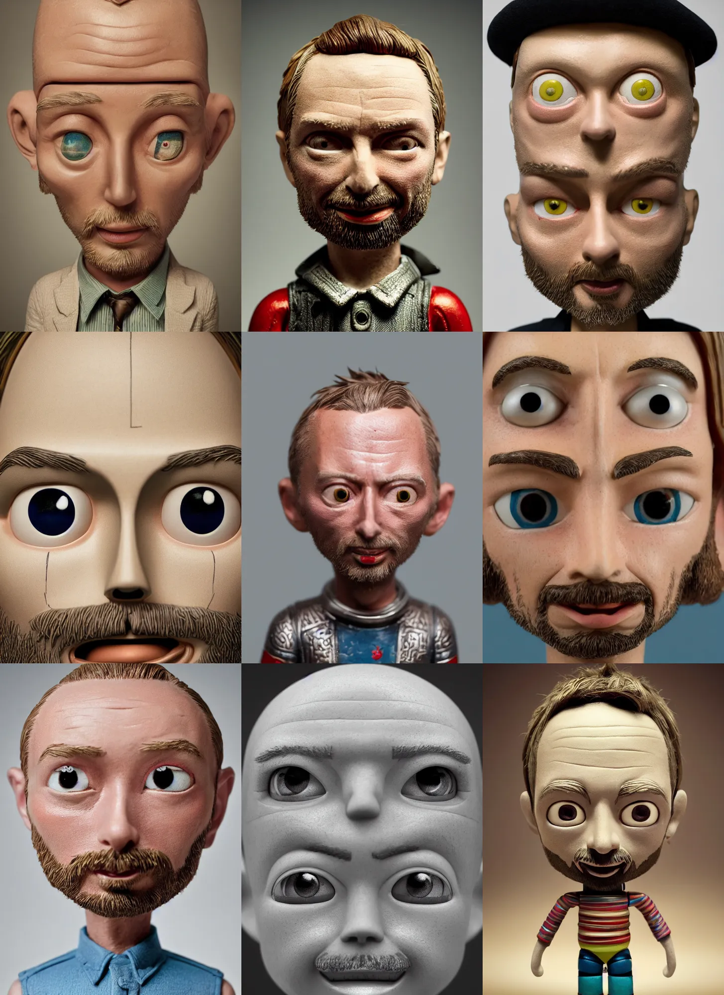 Prompt: closeup portrait of a tin toy thom yorke, depth of field, zeiss lens, detailed, symmetrical, centered, fashion photoshoot, by nicoletta ceccoli, mark ryden, lostfish, earl nore, hyung tae, frank frazetta, breathtaking, 8 k resolution, extremely detailed, beautiful, establishing shot, artistic, hyperrealistic, octane render