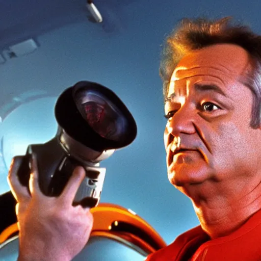Prompt: bill murray as a starship captain, high definition, color film,