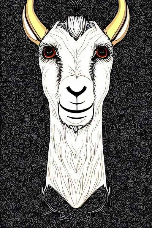 Image similar to Portrait of a goat in anime style, anime, sticker, colorful, illustration, highly detailed, simple, smooth and clean vector curves, no jagged lines, vector art, smooth