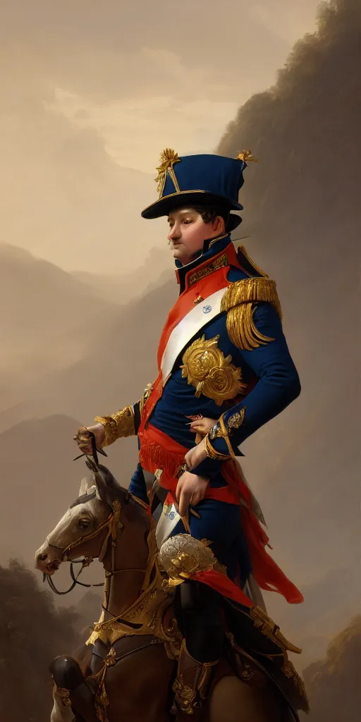 Prompt: portrait of napoleon bonaparte, extremely detailed digital painting, in the style of fenghua zhong and ruan jia and jeremy lipking and peter mohrbacher, mystical colors, rim light, beautiful lighting, 8 k, stunning scene, raytracing, octane, trending on artstation