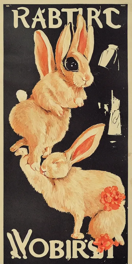 Prompt: a 1 9 2 0 s poster advertising a rabbit