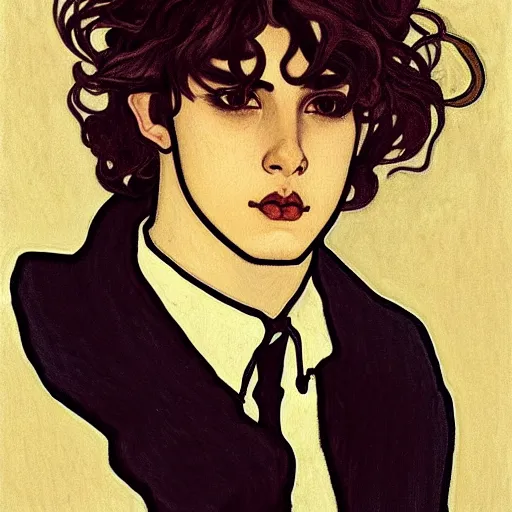 Image similar to painting of young cute handsome beautiful dark medium wavy hair man in his 2 0 s named shadow taehyung at the halloween pumpkin jack o'lantern party, depressed, melancholy, autumn, japan, elegant, clear, painting, stylized, delicate, soft facial features, delicate facial features, soft art, art by alphonse mucha, vincent van gogh, egon schiele