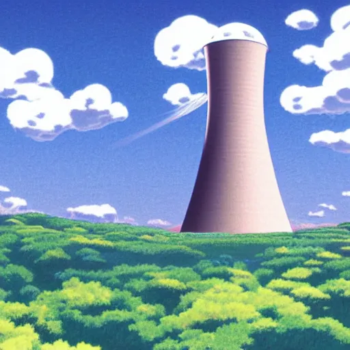 Prompt: illustration of an advanced nuclear power plant, studio ghibli, ultra hd