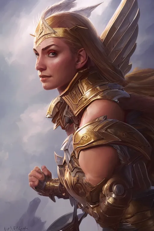 Image similar to amazon valkyrie athena, d & d, fantasy, portrait, highly detailed, headshot, digital painting, trending on artstation, concept art, sharp focus, illustration, art by artgerm and greg rutkowski and magali villeneuve