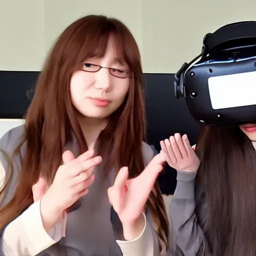 Image similar to Akko kagari playing virtual reality,Atsuko Kagari playing virtual reality