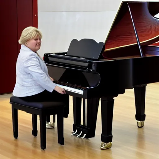 Prompt: erna solberg playing the piano