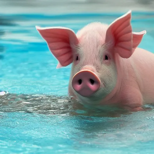 Prompt: pig swimming