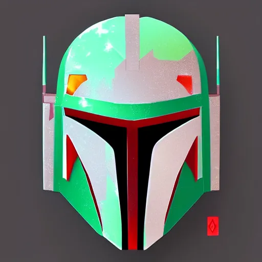 Image similar to vector, low poly, boba fett icon, digitalart, cgstation, artstation