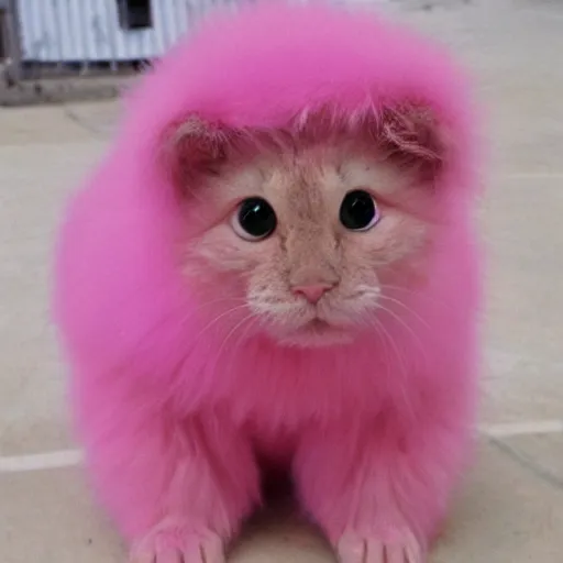 Image similar to fuzzy cute pink furry wide-bright eyed adorable creature