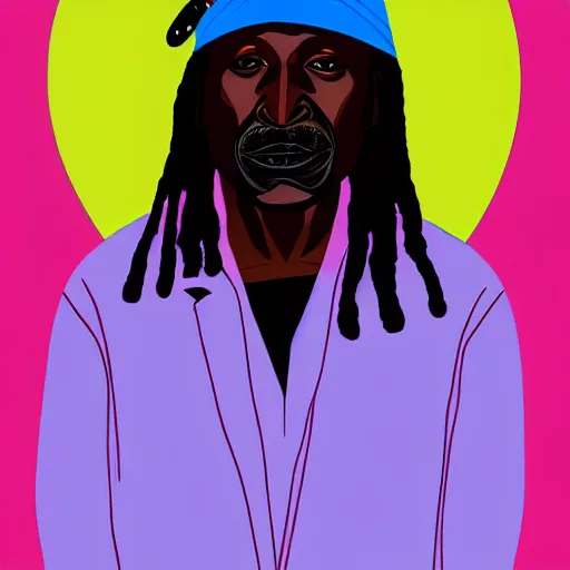 Image similar to portrait of alpha blondy by michael deforge, very detailed, 4 k