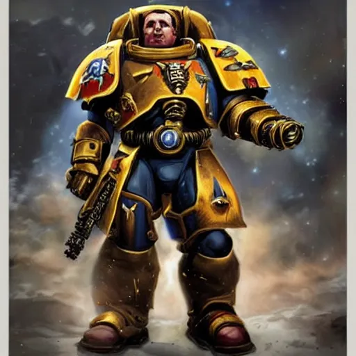 Prompt: portrait of warhammer 40k 40000 space marine sergeant, realistic, artstation