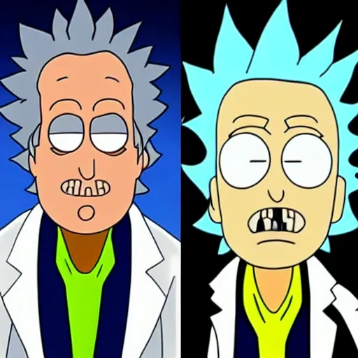 Image similar to Bill Murray playing Rick Sanchez, with spikey grey hair, and wearing a white lab coat, real-life action movie of Rick & Morty announced, poster art