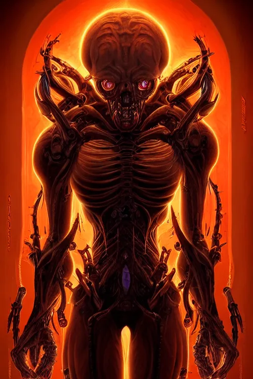 Prompt: beautiful cinematic infernal biomechanical torment poster, hybrid from doom and art direction by darius zawadzki ; by artgerm ; wayne reynolds art station ; cinematic quality character render ; low angle ; ultra high quality model ; production quality cinema model ;