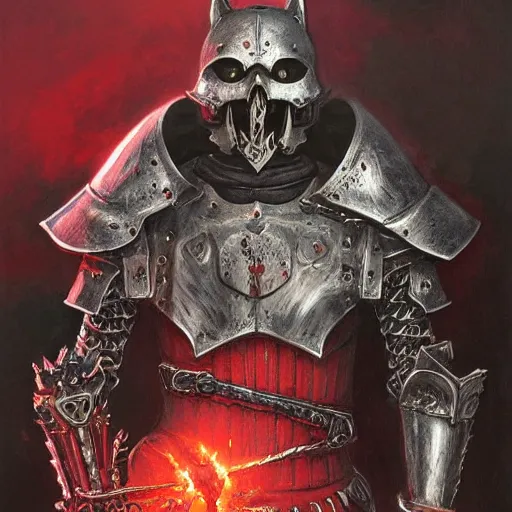 Prompt: berserk skull knight armor and sword, anthropomorphic shiba inu, red black aura, fantasy, dark, portrait art by donato giancola and greg rutkowski, realistic face, digital art, trending on artstation, symmetry