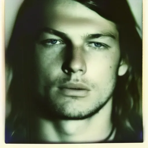 Prompt: Mugshot Portrait of Young David Gilmour, taken in the 1970s, photo taken on a 1970s polaroid camera, grainy, real life, hyperrealistic, ultra realistic, realistic, highly detailed, epic, HD quality, 8k resolution, body and headshot, film still, front facing, front view, headshot and bodyshot, detailed face, very detailed face