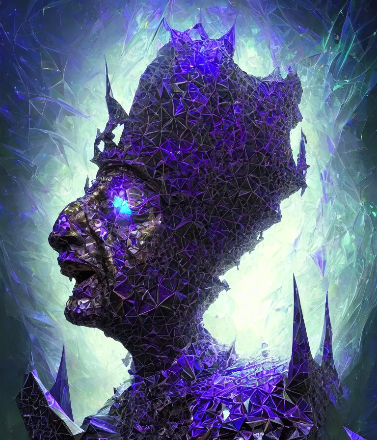 Image similar to front!!! shot of a court jester!!! character, mesmerizing fractal hypercubes, dark holography!!!, future, metallic galactic, crystalline edges, polygonal, elegant, highly detailed, centered, (((artstation, concept art, jagged, sharp focus, artgerm, Tomasz Alen Kopera, Peter Mohrbacher, donato giancola, Joseph Christian Leyendecker, WLOP, Boris Vallejo))), ((raytracing)), mugshot!!!!!, ugly!!!!!!, octane render, nvidia raytracing demo, octane render, nvidia raytracing demo, octane render, nvidia raytracing demo, 8K